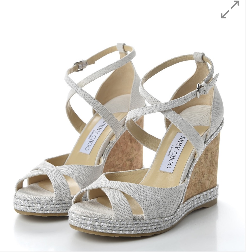 Jimmy Choo Alanah snakeskin embossed cork wedge